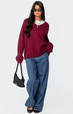 Martha Oversized V Neck Sweater image number 2