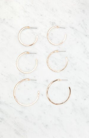 3 Pack Rhinestone Large Hoop Earrings image number 1