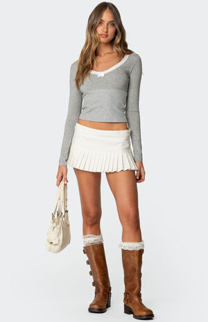 Shayni Lace Trim Long Sleeve Top image number 2