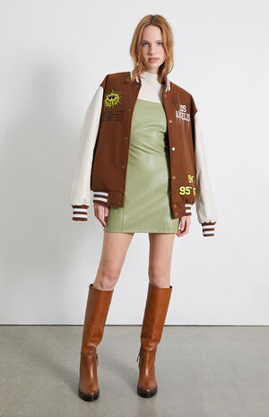 Lace-Up Faux Leather Mini Dress image number 4