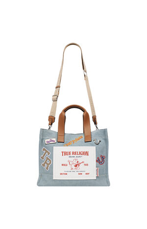 Andy Denim Multi Patch Medium Tote Bag image number 8