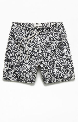 Gray Ripple AOP 17" Swim Trunks image number 1
