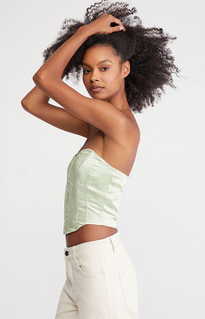 Longline Satin Corset Top image number 3