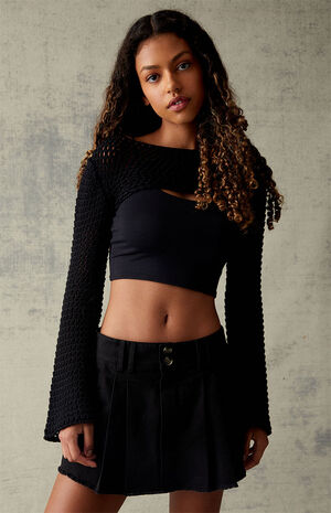 Black Pleated Mini Skort image number 1