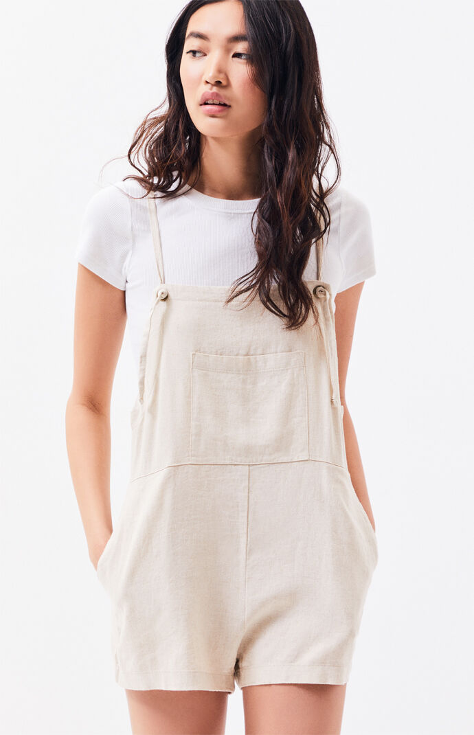 white overall romper