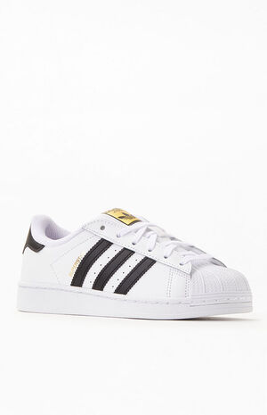 Kids White & Black Superstar Shoes image number 1