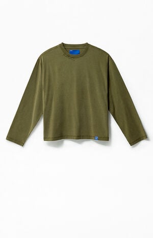 Green Vintage Wash Heavyweight Oversized Long Sleeve T-Shirt image number 1
