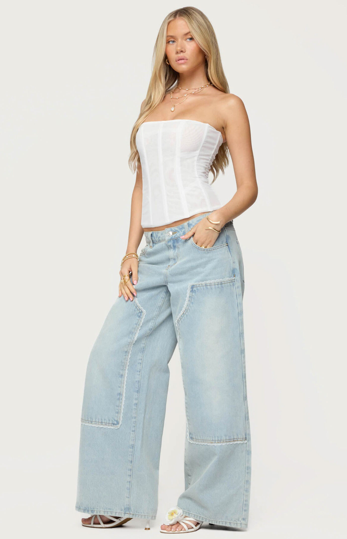 Edikted Teela Lacey Low Rise Carpenter Jeans | PacSun