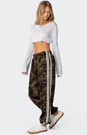 Camo Contrast Striped Sweatpants image number 3