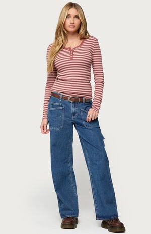 Roma Striped Henley Top image number 4