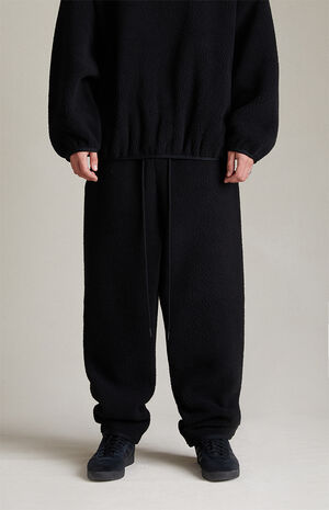 Jet Black Sherpa Polar Fleece Sweatpants image number 3