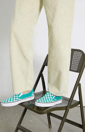 Green Pepper Checkered Classic Slip-On Sneakers image number 2