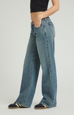 Indigo Low Rise Girlfriend Jeans image number 3
