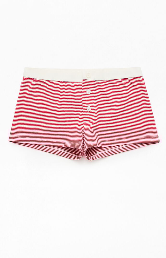 John Galt Red Striped Pajama Boyshorts