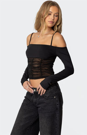 Susie Off Shoulder Mesh Top image number 3