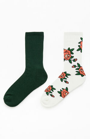 2 Pack Mixed Floral Crew Socks image number 2