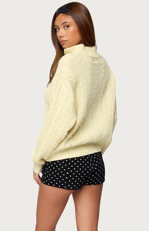Sarie Cable Knit Quarter Zip Sweater image number 3