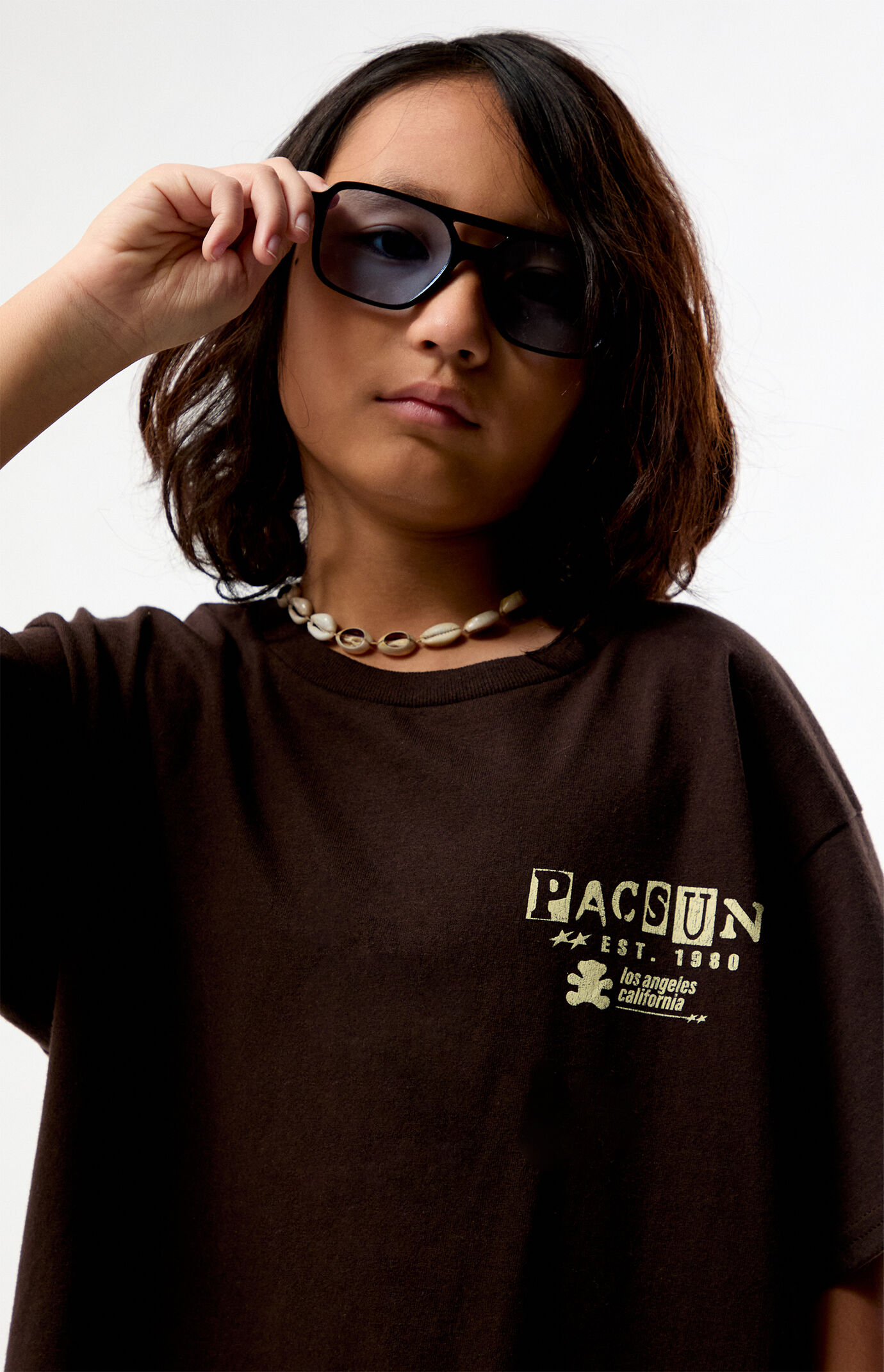 Pacsun Kids Brown Graphic T-Shirt