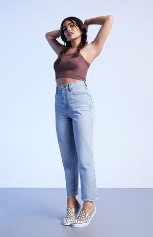 Eco Light Blue&nbsp;High Waisted Straight Leg Jeans image number 1