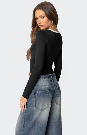 Contrast Scoop Neck Bodysuit image number 5