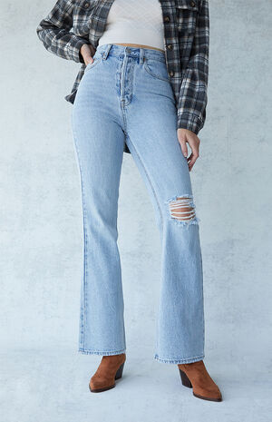 Eco Light Blue High Waisted Bootcut Jeans image number 1