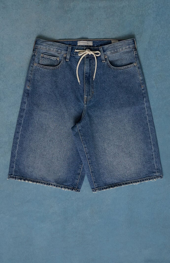Pacsun Austin Extreme BaggyÂ DenimÂ ShortsÂ Drawstring Medium Blue