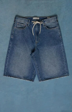 Austin Extreme Baggy&nbsp;Denim&nbsp;Shorts&nbsp;Drawstring Medium Blue image number 1