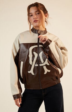 Faux Leather Oversized Moto Jacket