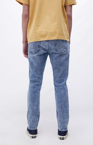 Medium Indigo Acid Destroyed Slim Taper Jeans image number 3