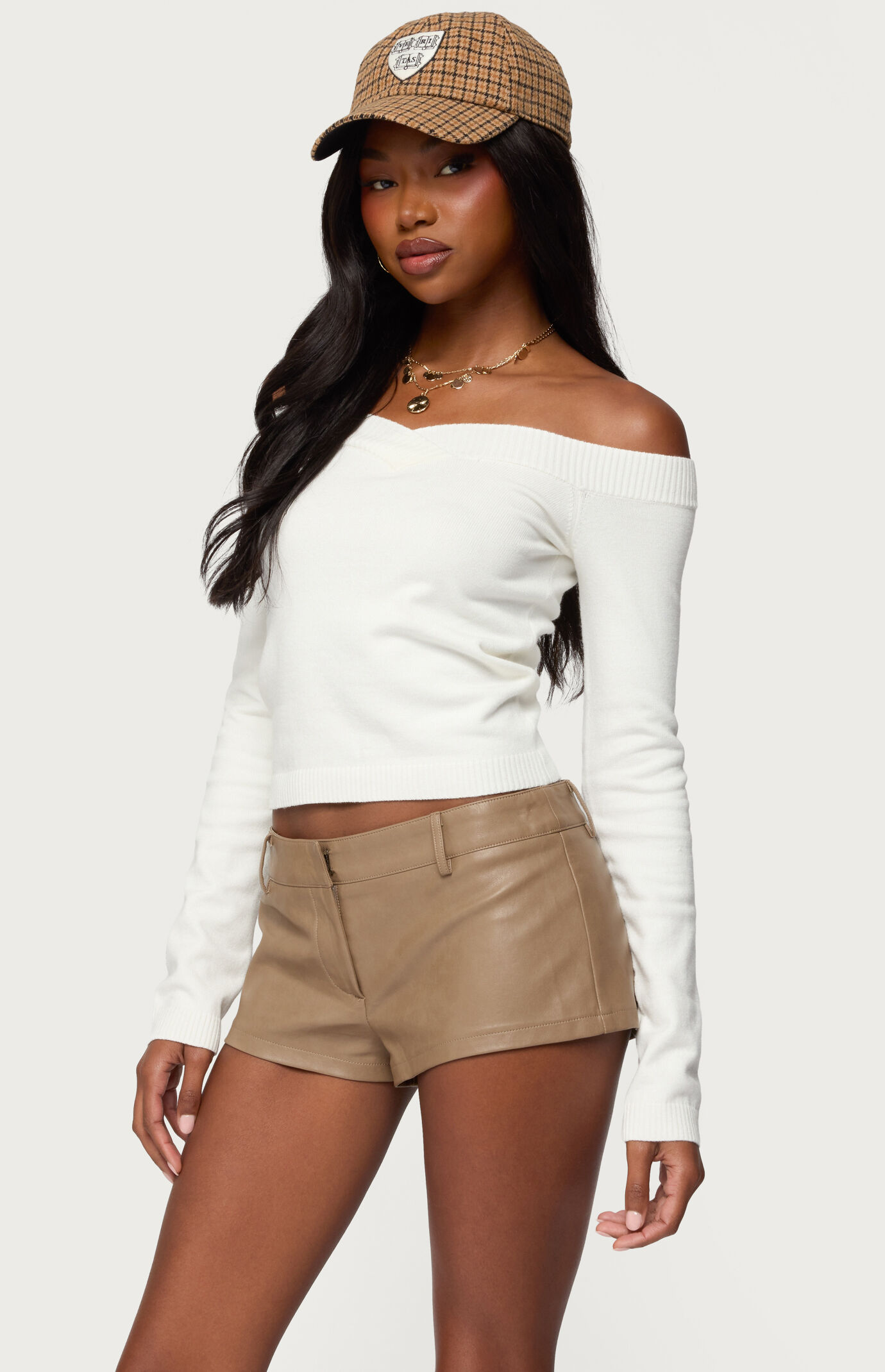 Edikted Leatrice Off Shoulder Knit Top | Pacsun