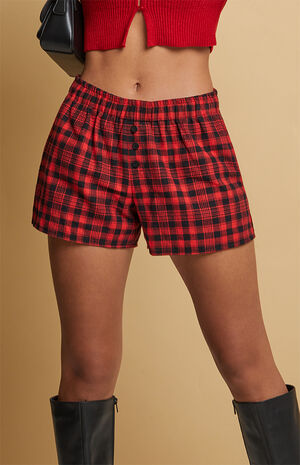 Red Plaid Boxer Shorts image number 3
