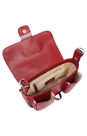 Red Smooth Moto Studded Shoulder Bag image number 6