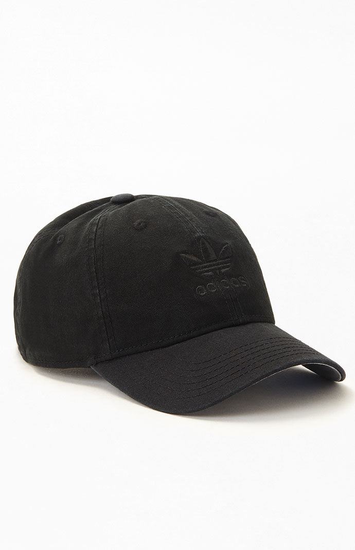 adidas Black Relaxed Strapback Hat PacSun