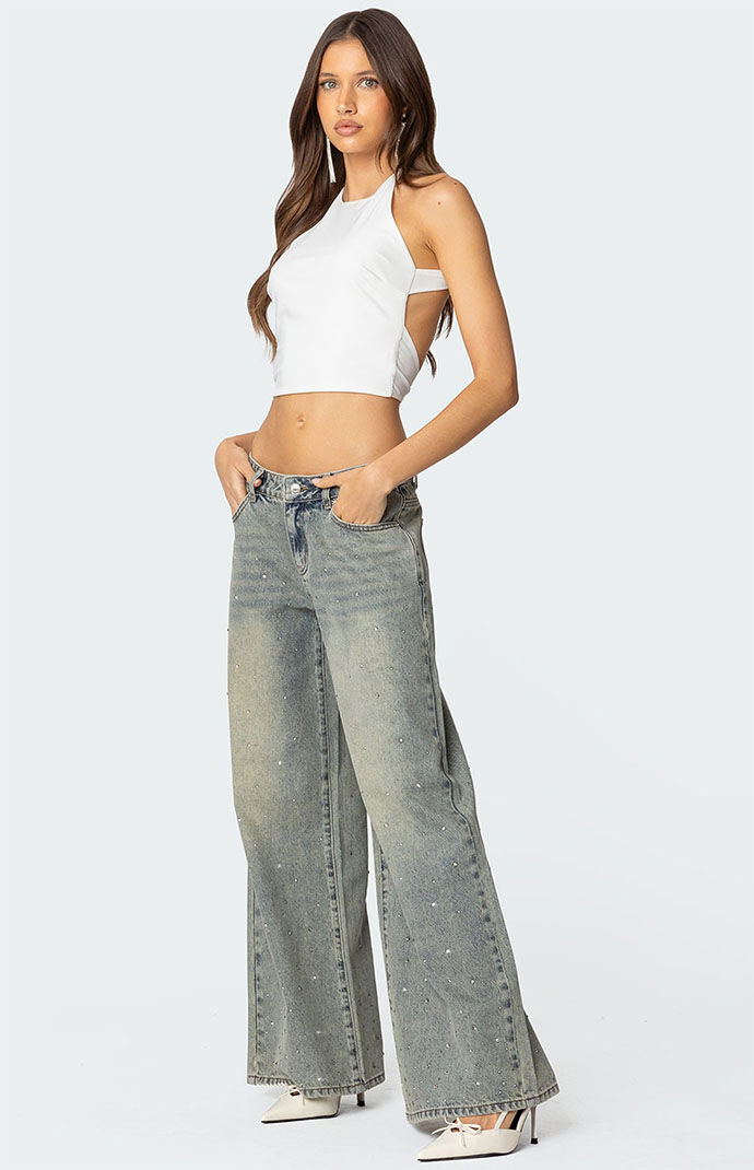 パンツ Cozy worldwide RHINESTONE WASHED JEANS CZ RHINESTONE WASHED JEANS – COZY WORLDWIDE