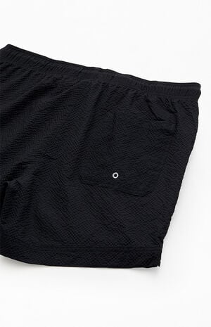 Black Logo Seersucker 4.5" Swim Trunks image number 4