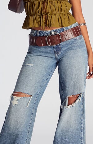 Casey Low Rise Baggy Jeans Ripped Medium Indigo image number 5