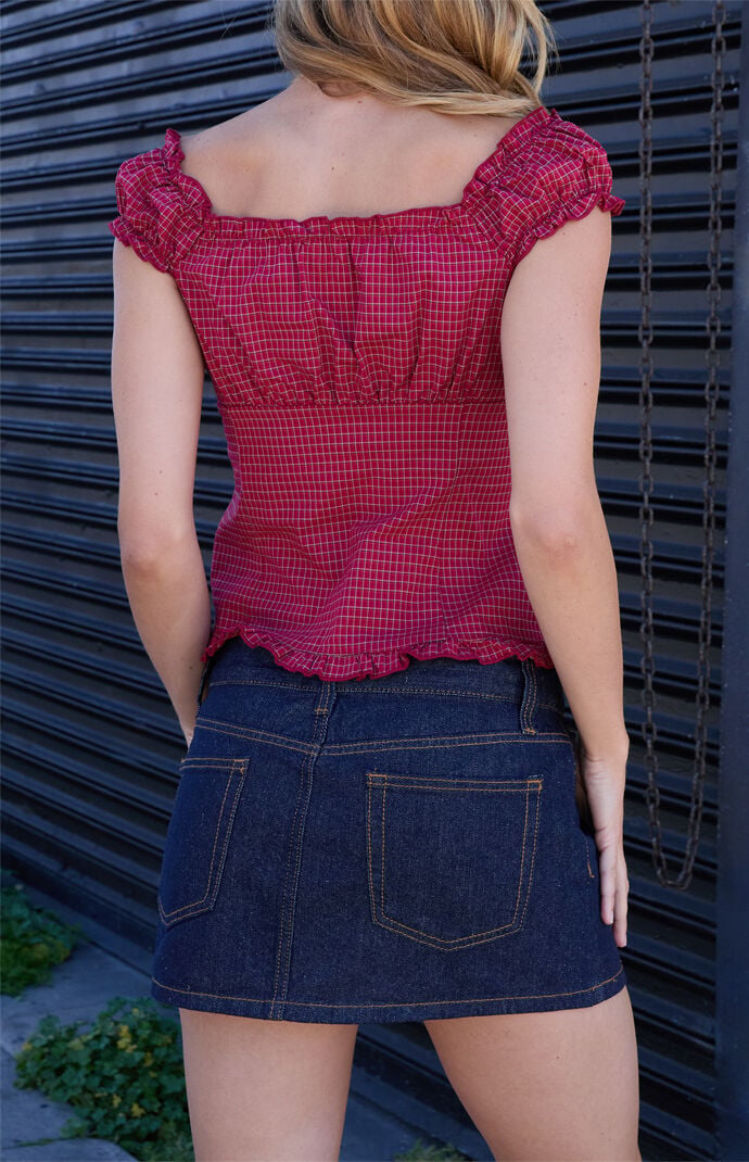 John Galt Red Plaid Elena Top