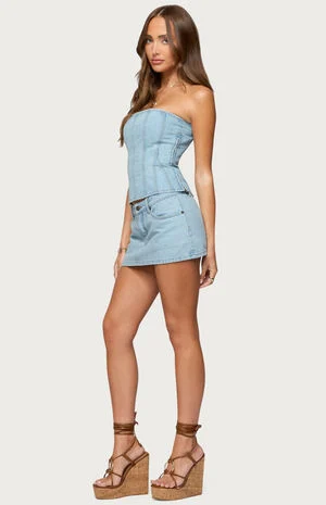 Camelia Denim Mini Skort image number 4
