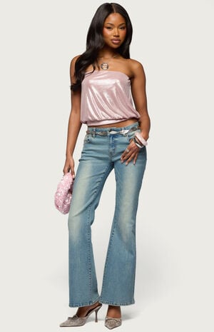 Leira Silky Sparkly Strapless Top image number 5