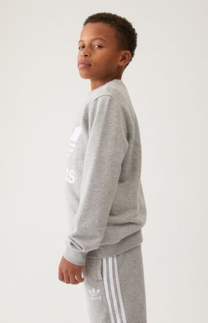 wetgeving Wrijven Overgang adidas Kids Heather Grey Trefoil Crew Neck Sweatshirt | PacSun