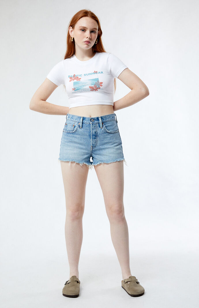 Levi s 501 Original Fit Light Indigo High Waisted Denim Shorts PacSun