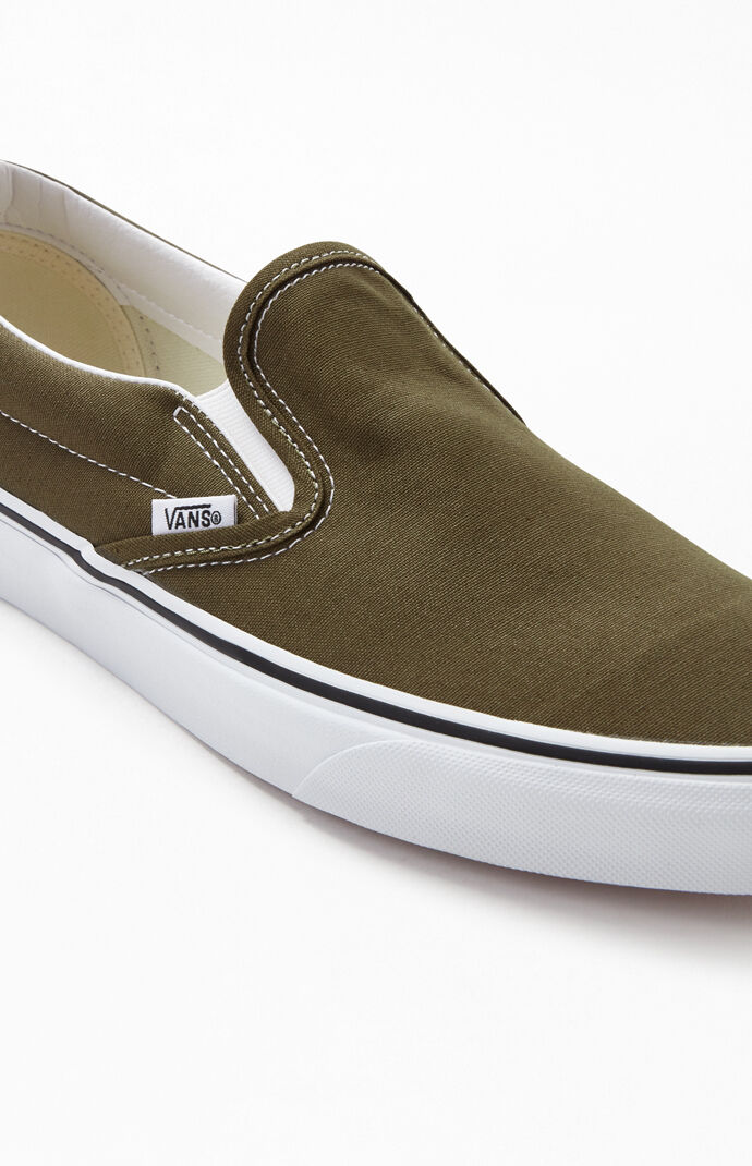 Vans Olive Classic Slip-On Shoes | PacSun