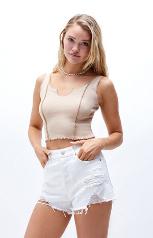 PacSun White Ripped Vintage High Waisted Denim Shorts | PacSun
