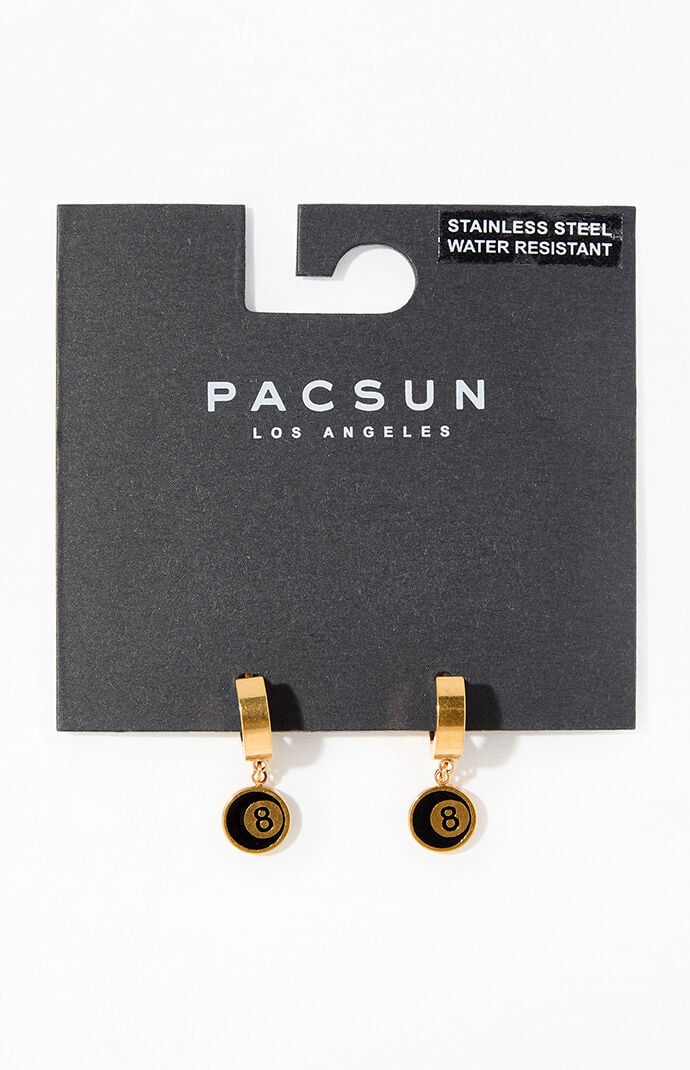 Pacsun Gold 8 Ball Hoop Earrings