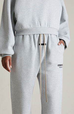 Women's Light Heather Grey Fleece Sweatpants image number 5
