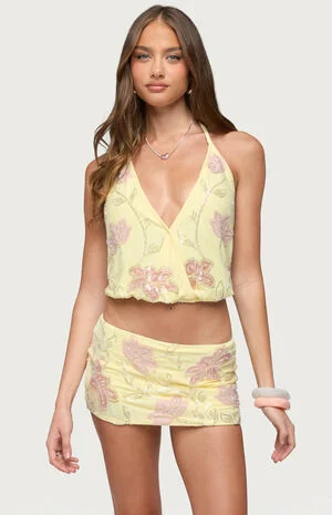 Mena Beaded Floral Top image number 1