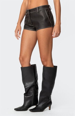 Blaise Faux Leather Micro Shorts image number 3