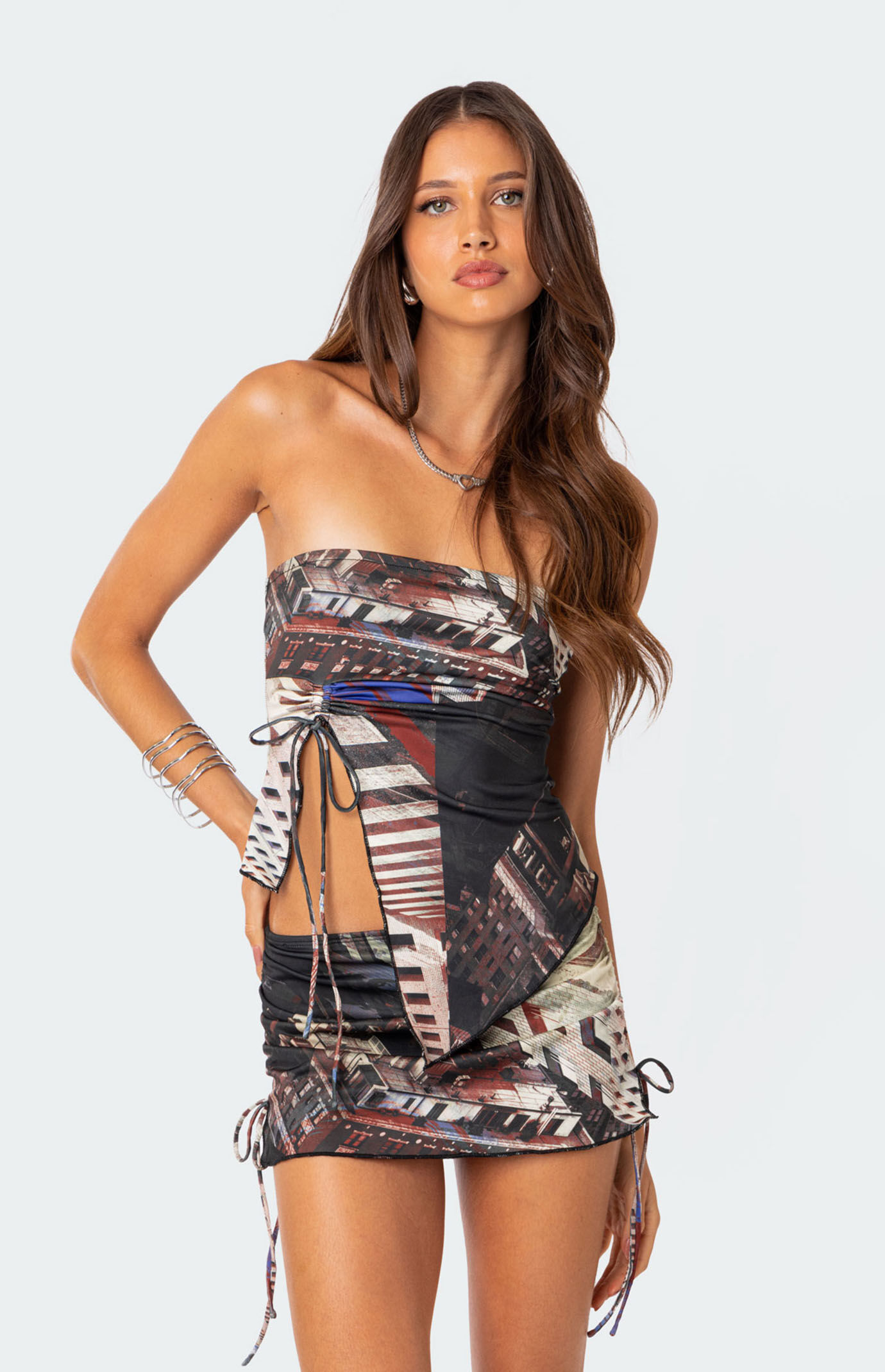 Edikted City Lyfe Asymmetric Printed Tube Top | PacSun