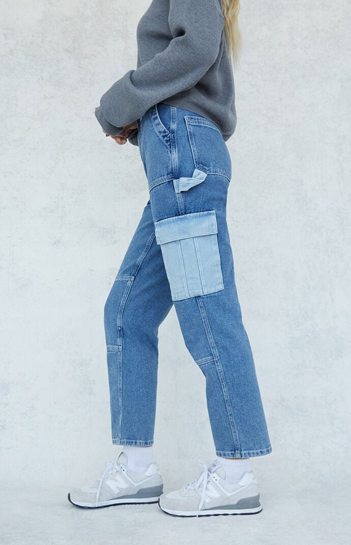 pacsun two tone paneled utility cargo jeans