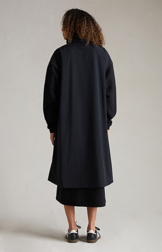 【FOG Essentials】Women's Fleece Mock Neck Sweater Dress Fear of God Essentials Women's Jet Black Nylon Fleece Mock